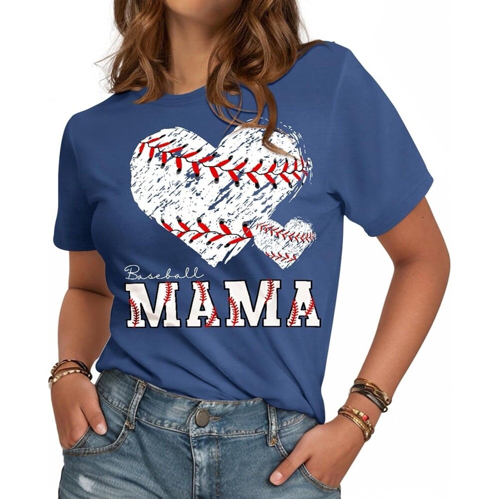 Mama Shirt for Women - Mom Graphic T Shirt Short Sleeve Crewneck